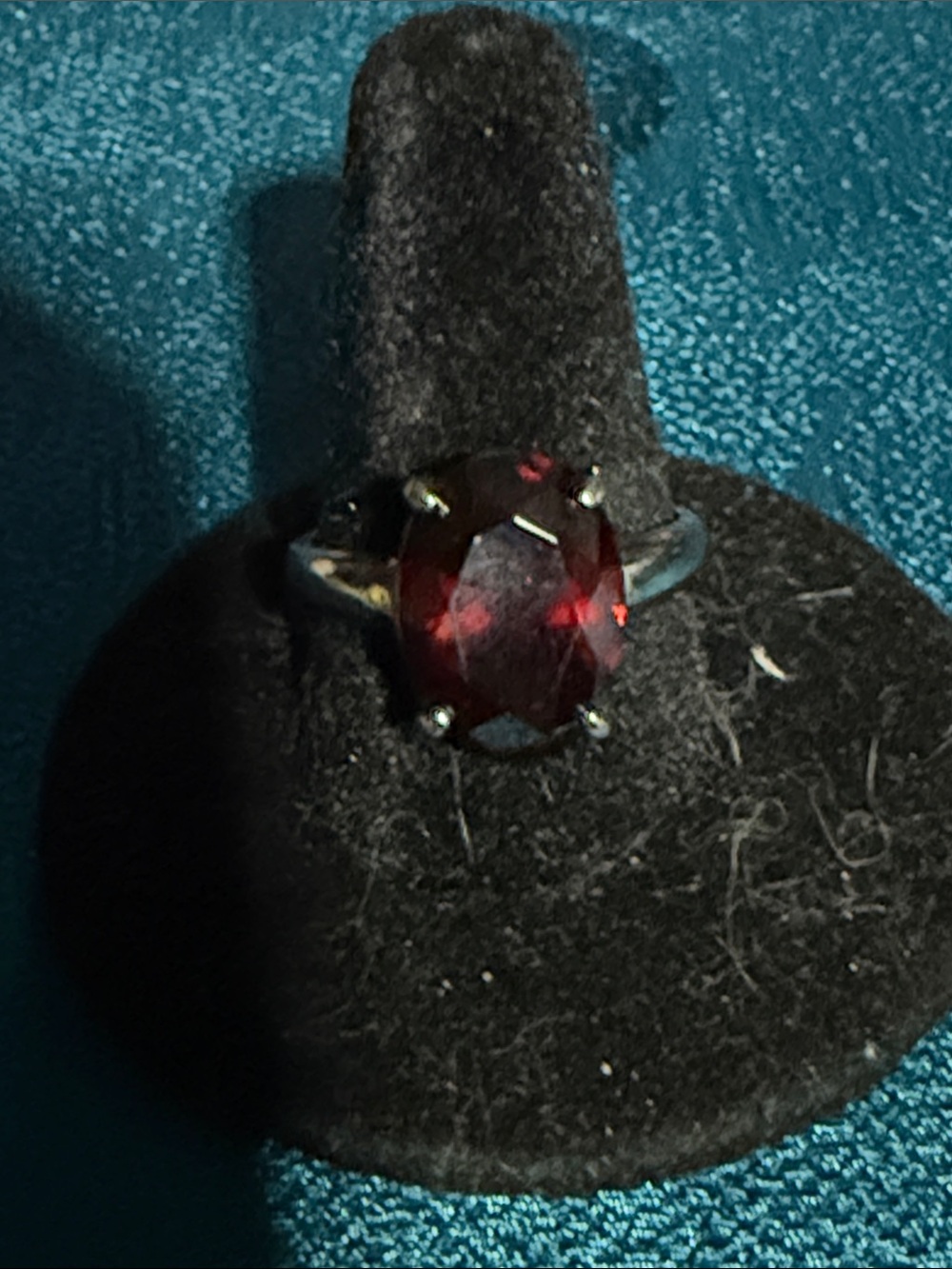 Sterling silver and LARGE Red Garnet Oval Solitaire Ring